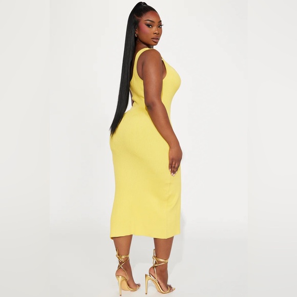 Fashion nova - Miranda Sweater Midi Dress - Yellow - Picture 8 of 8